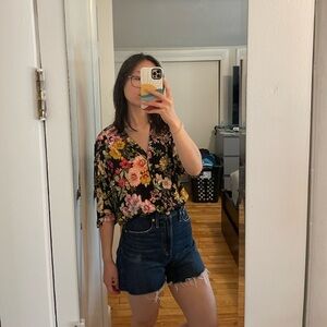 Zara Floral Batwing blouse S